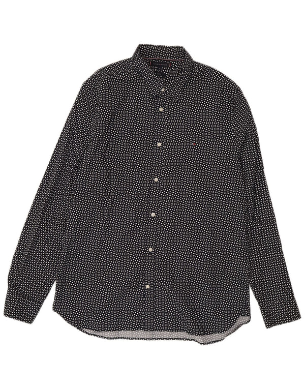 Męska koszula slim fit Tommy Hilfiger XL, czarna, bawełniana w cętki