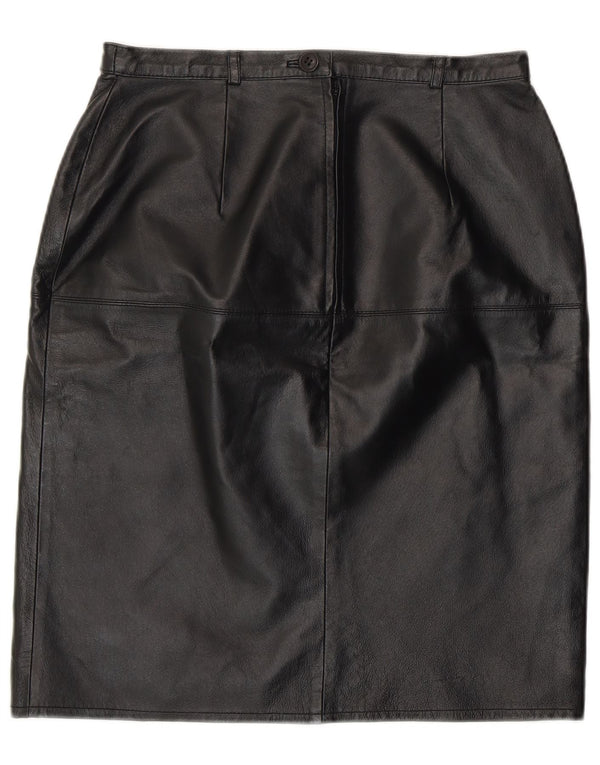 Vintage damska skórzana spódnica ołówkowa UK 12 Medium W28 czarna skóra