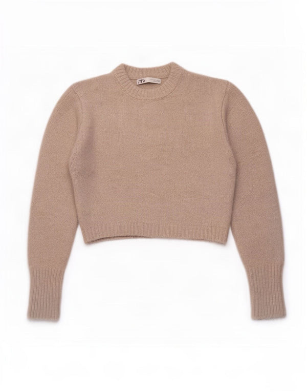 Sweter damski Zara z okrągłym dekoltem UK 10, mały, szary, akrylowy
