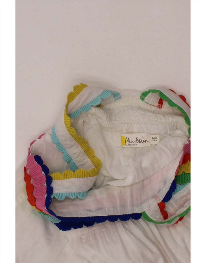 BODEN Dziewczęca bluzka bez rękawów, 7-8 lat, biała, bawełniana w bloki kolorów