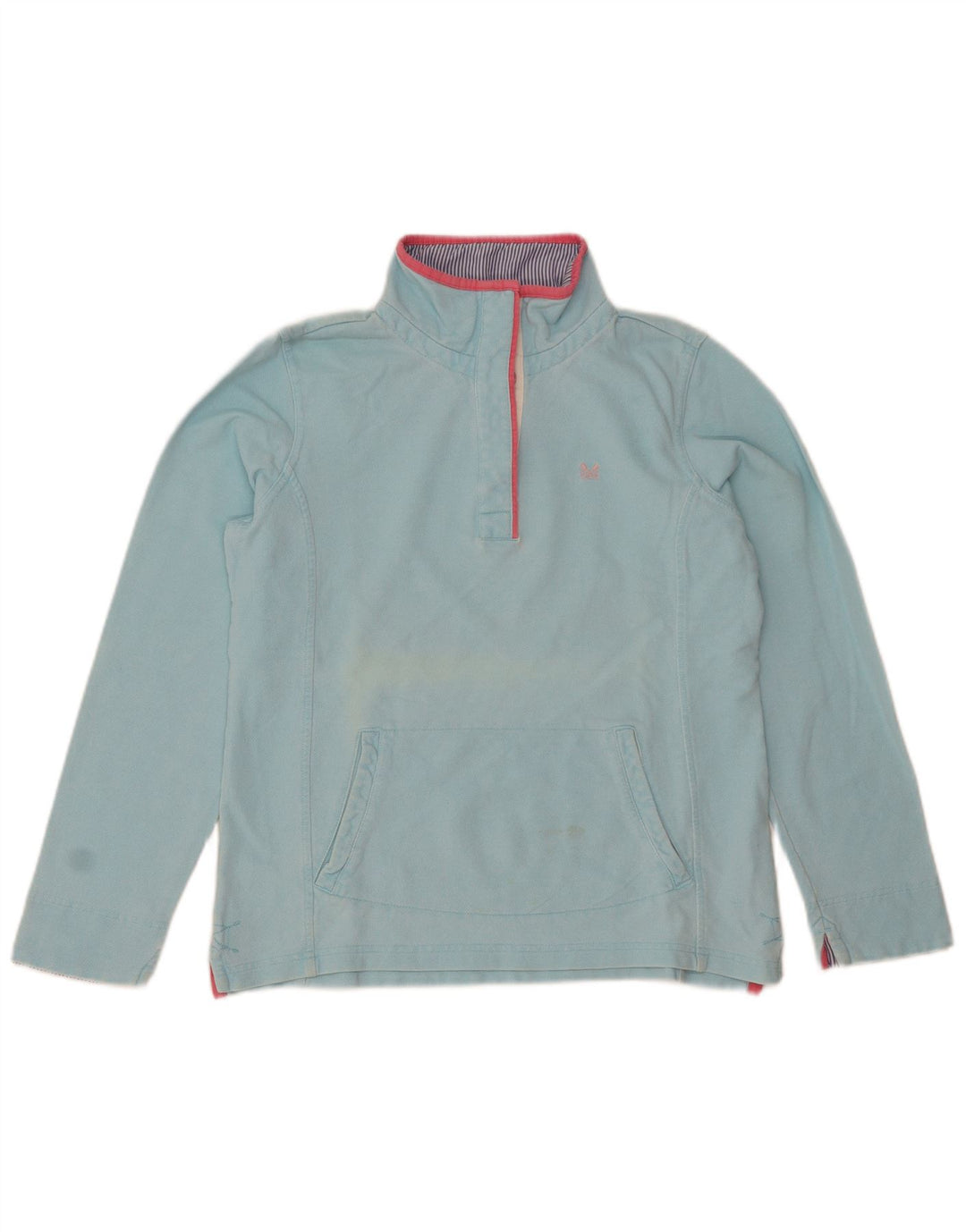 Crew Clothing Damska bluza z dekoltem w serek, UK 12, średnia niebieska bawełna