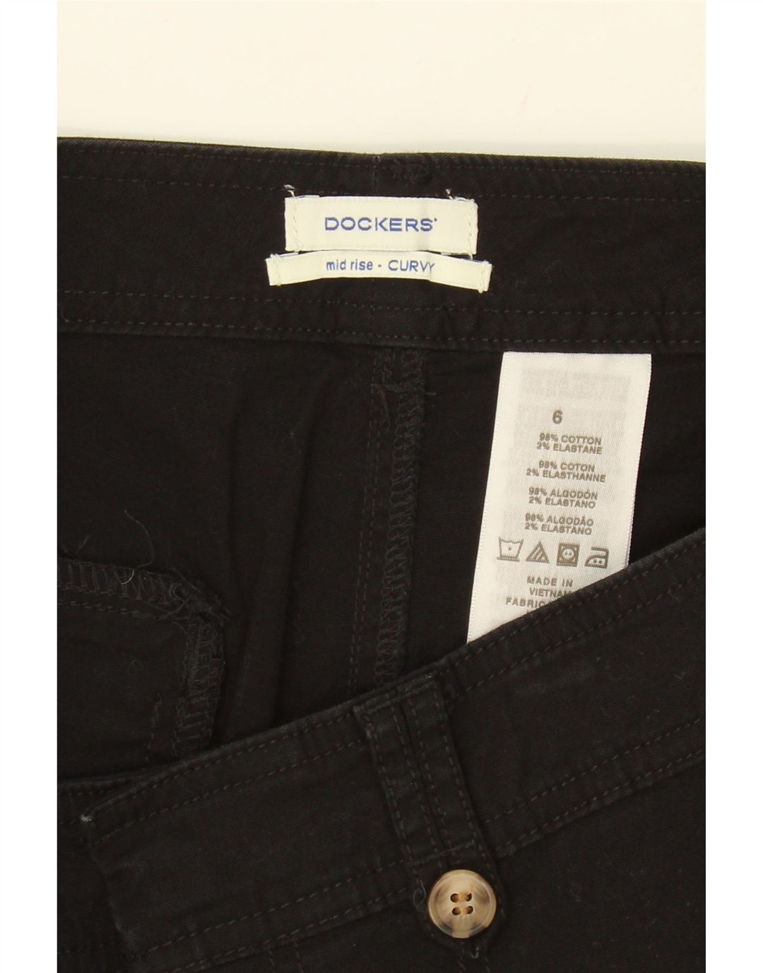 DOCKERS Womens Curvy Mid Rise Capri Trousers US 6 Medium W30  Black Vintage Dockers and Second-Hand Dockers from Messina Hembry 
