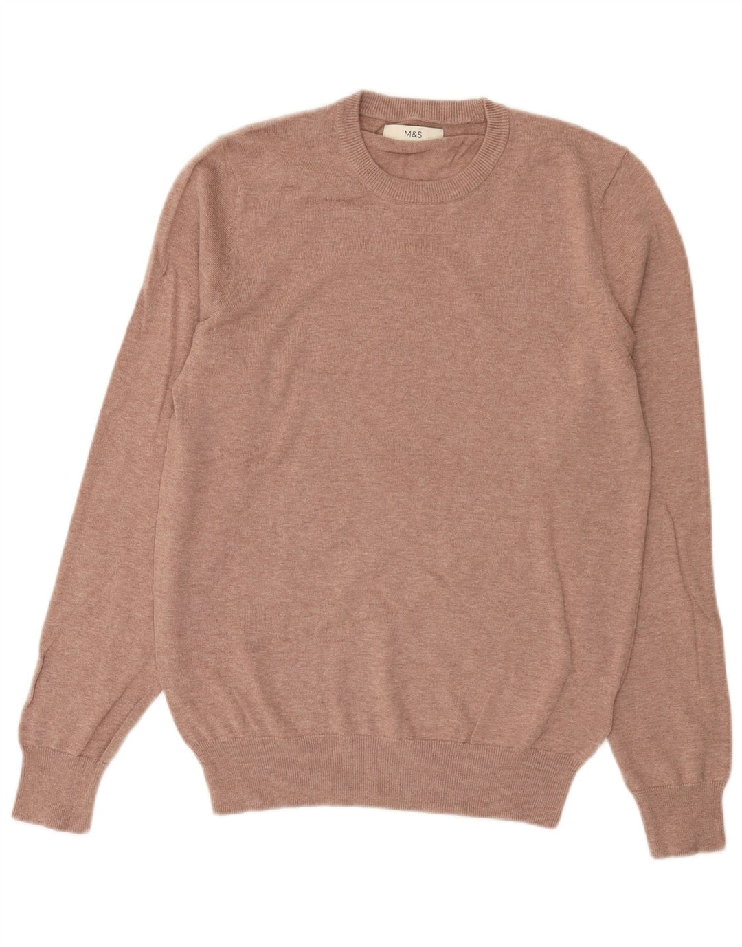 Marks & Spencer Męski sweter z okrągłym dekoltem, średnioróżowy, bawełniany