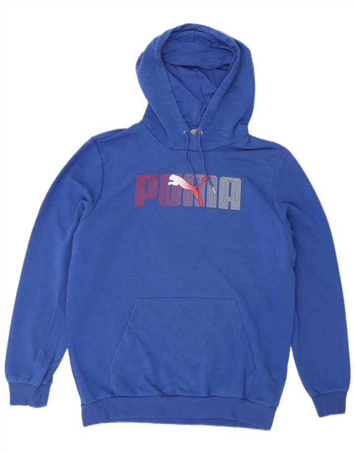 PUMA Mens Graphic Hoodie Jumper Medium Blue Cotton