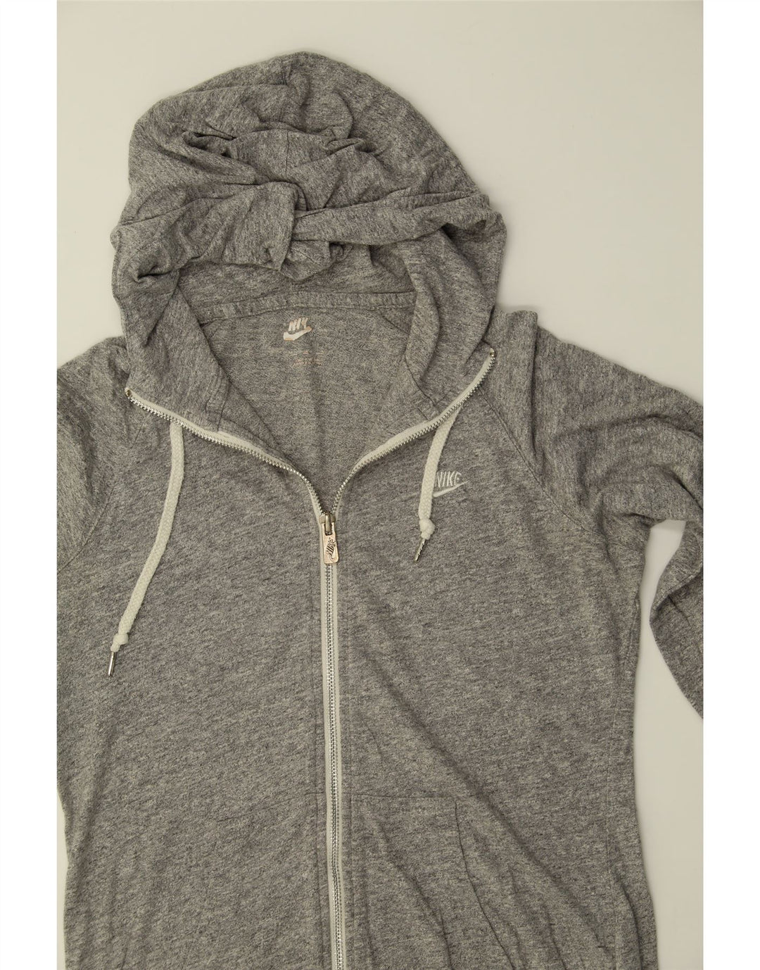 NIKE Womens Zip Hoodie Sweater UK 14 Medium Grey Cotton Vintage Nike and Second-Hand Nike from Messina Hembry 