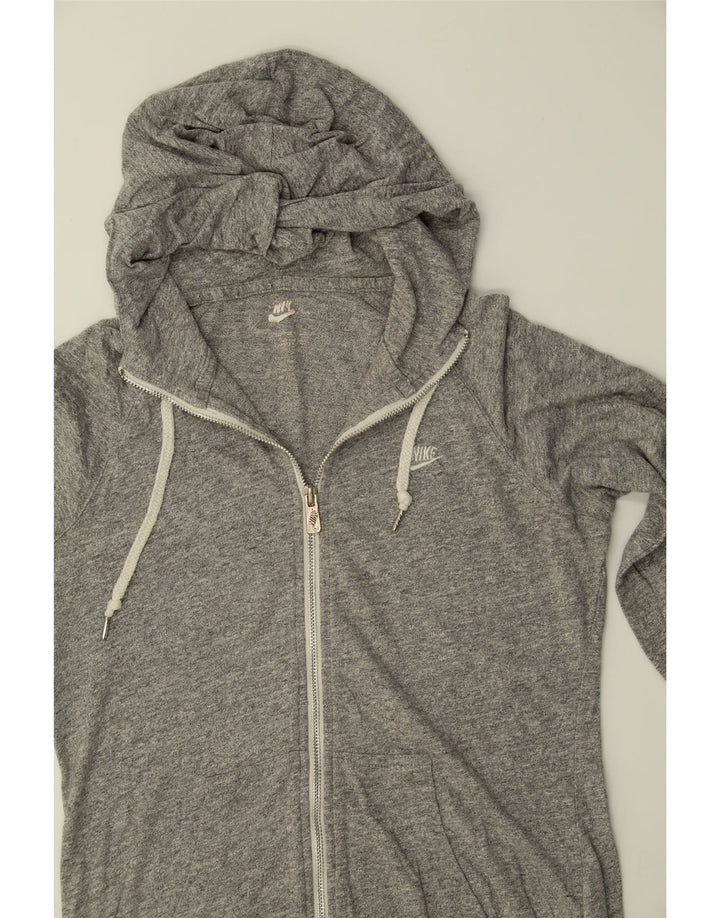 NIKE Womens Zip Hoodie Sweater UK 14 Medium Grey Cotton Vintage Nike and Second-Hand Nike from Messina Hembry 