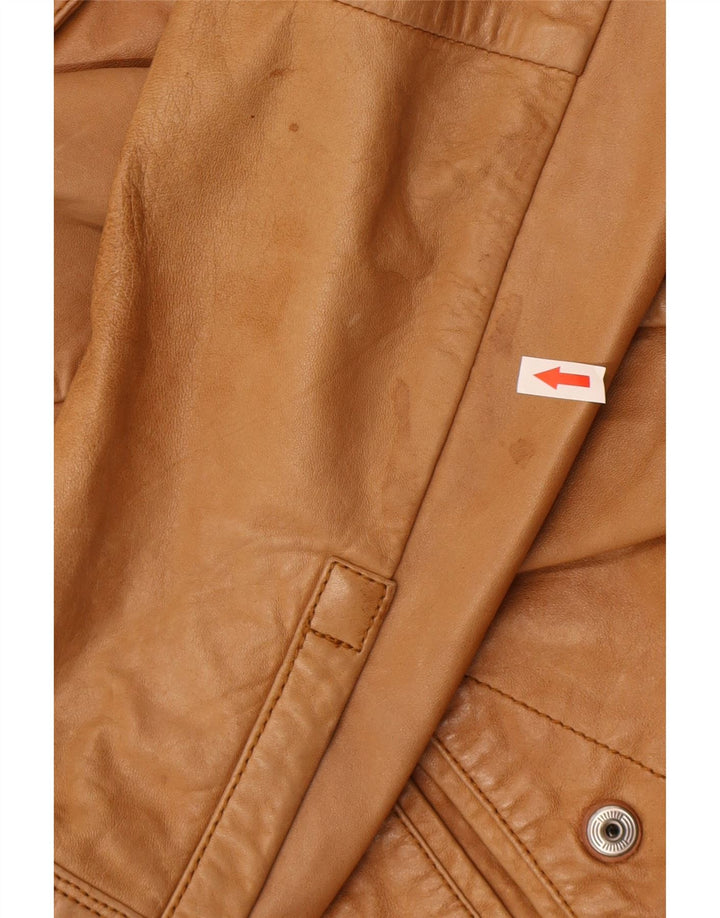 Kurtka skórzana męska Diesel UK 38 Średnia beżowa skóra