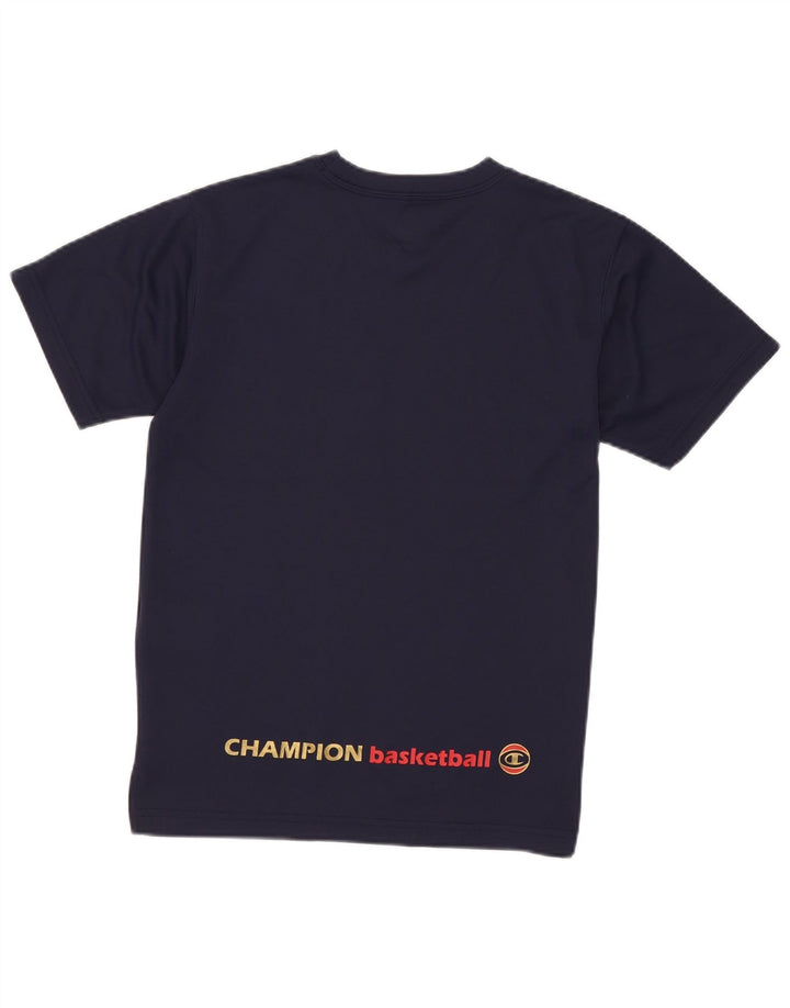 Chłopięcy T-shirt z grafiką Champion, 9-10 lat, granatowy poliester
