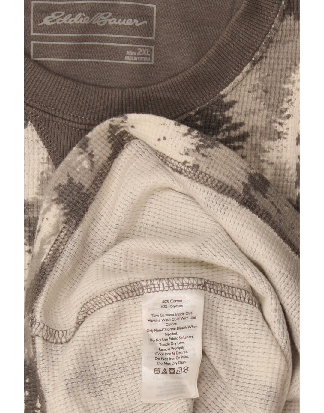 EDDIE BAUER Męski top w abstrakcyjny wzór z długim rękawem 2XL, szara bawełna