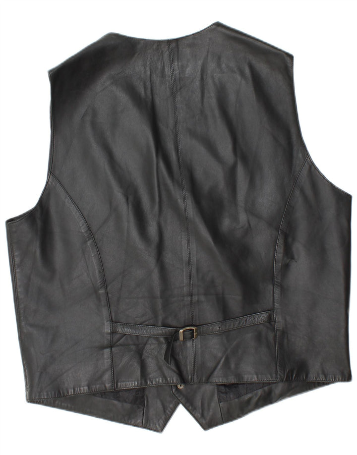 Vintage męska skórzana kamizelka 2XL czarna skóra