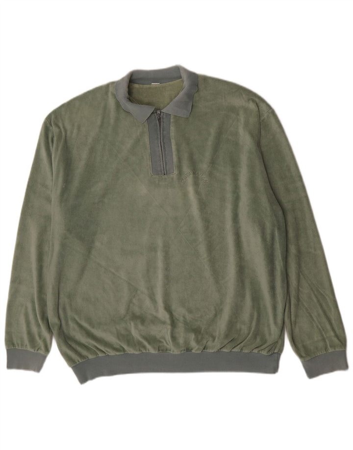 Męski top katamaranowy z długim rękawem 2XL, zielony, bawełniany