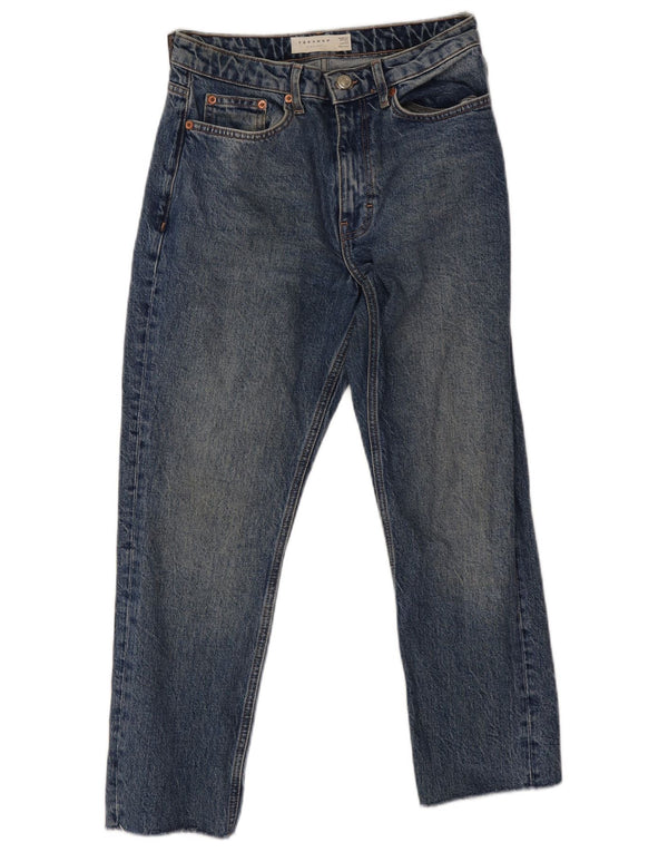 Damskie jeansy Crop Straight Topshop UK 8 Small W26 L24 Niebieskie bawełniane