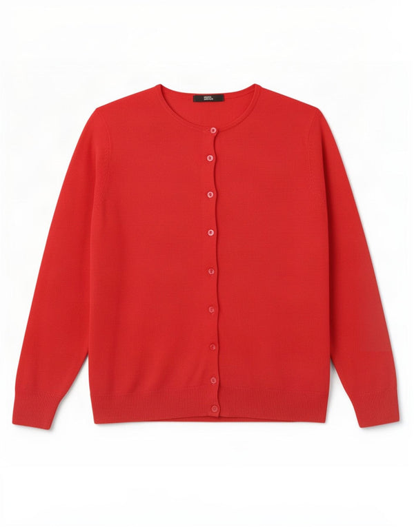 Marks & Spencer Damski sweter rozpinany UK 14, duży, czerwony akryl