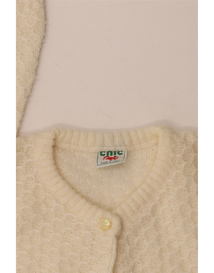 Sweter damski w stylu vintage, rozpinany UK 10, mały, w kolorze złamanej bieli