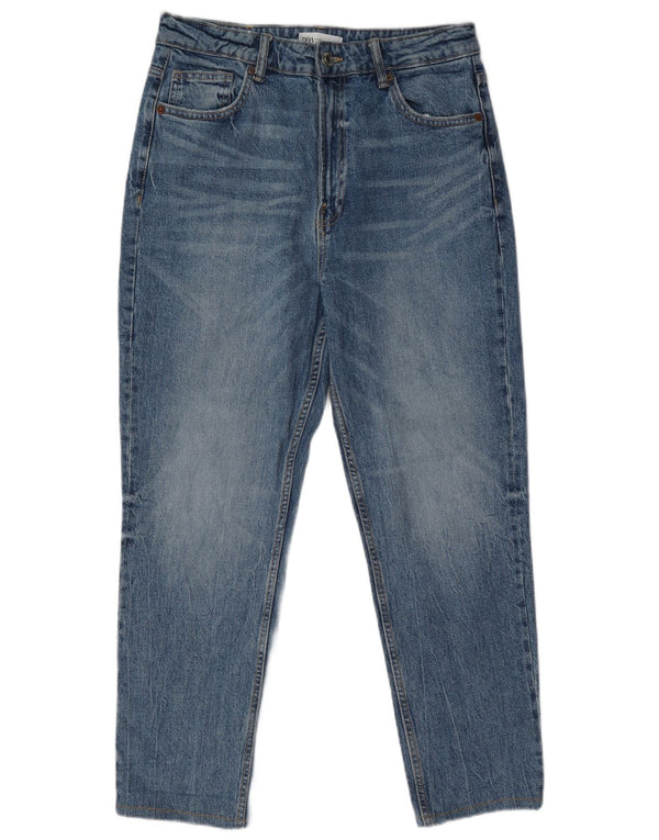 Damskie jeansy Crop z wysokim stanem, zwężane EU 40 Medium W30 L26 Niebieskie bawełniane