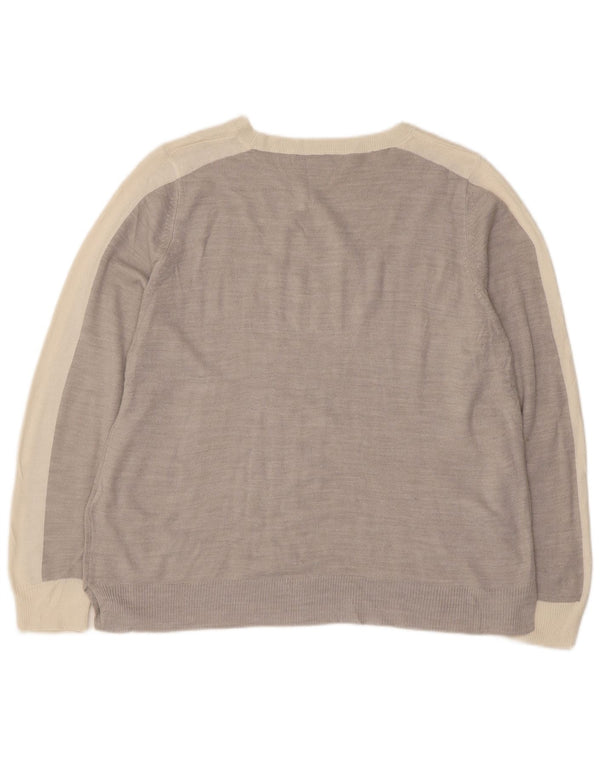 Marks & Spencer Damski sweter z dekoltem w łódkę, UK 18 XL, szary, z blokami kolorów