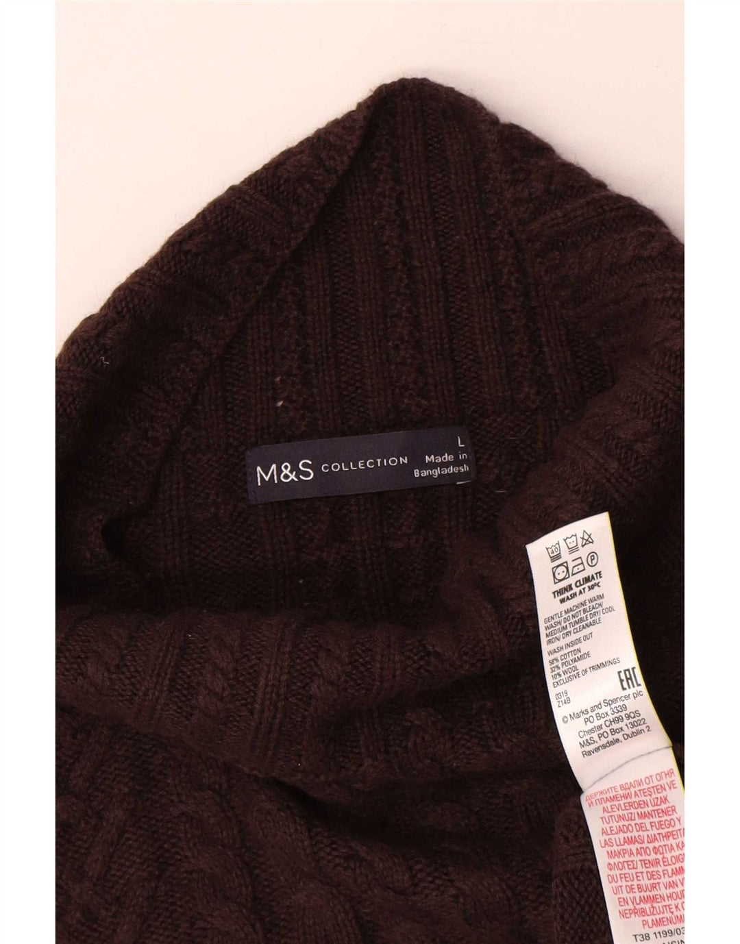 Marks & Spencer Damski sweter z golfem UK 16, duży brązowy