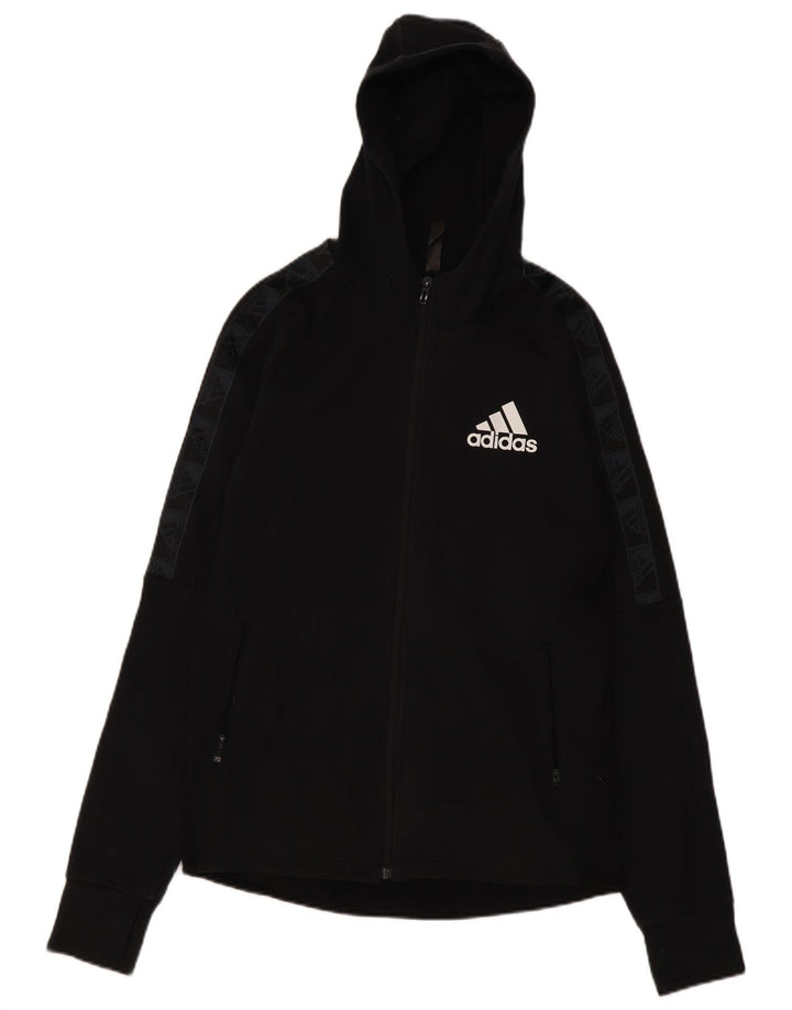 Męski sweter z kapturem i zamkiem błyskawicznym Adidas, średni czarny, bawełniany