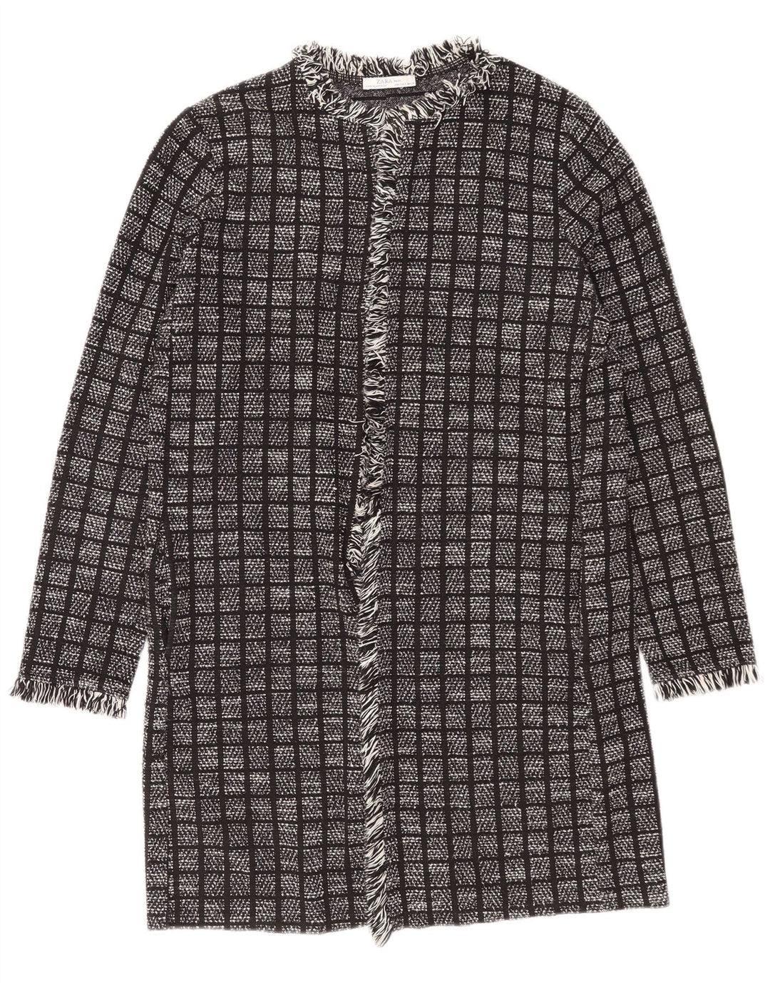 Damski płaszcz oversize Zara UK 10 w małą szarą kratkę