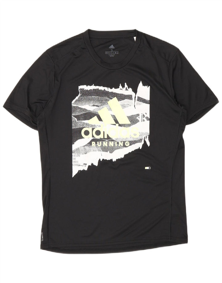 Męska koszulka Adidas Climalite z grafiką, mała, czarna, poliestrowa