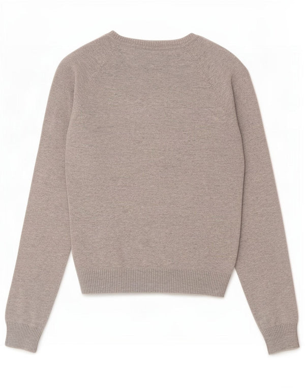 Sweter damski Zara z dekoltem w kształcie litery V, UK 8, mały, szary, nakrapiany bawełniany