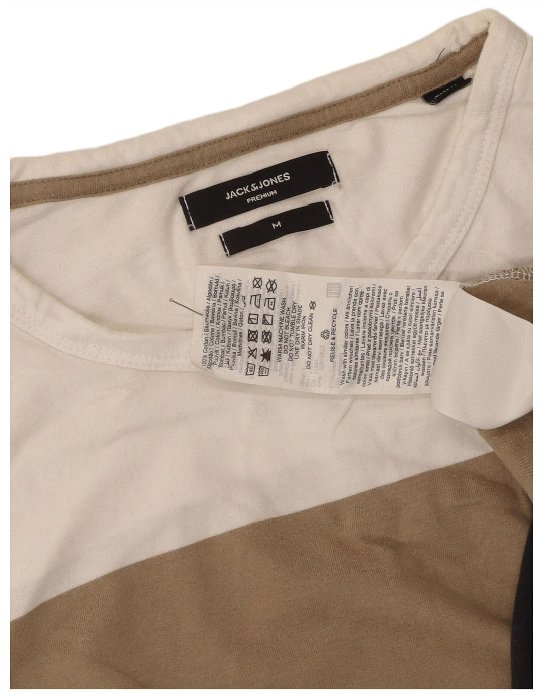 T-shirt męski Jack & Jones, bawełniany, średnio beżowy, z blokami kolorów