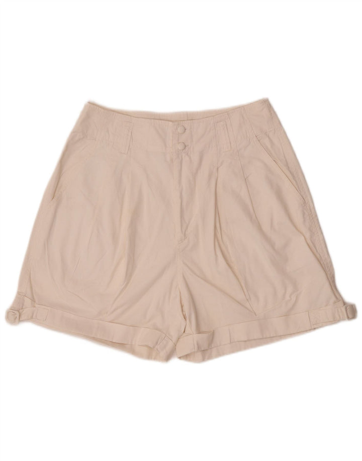 Vintage damskie spodenki chino z wysokim stanem, średnie W28 w kolorze złamanej bieli