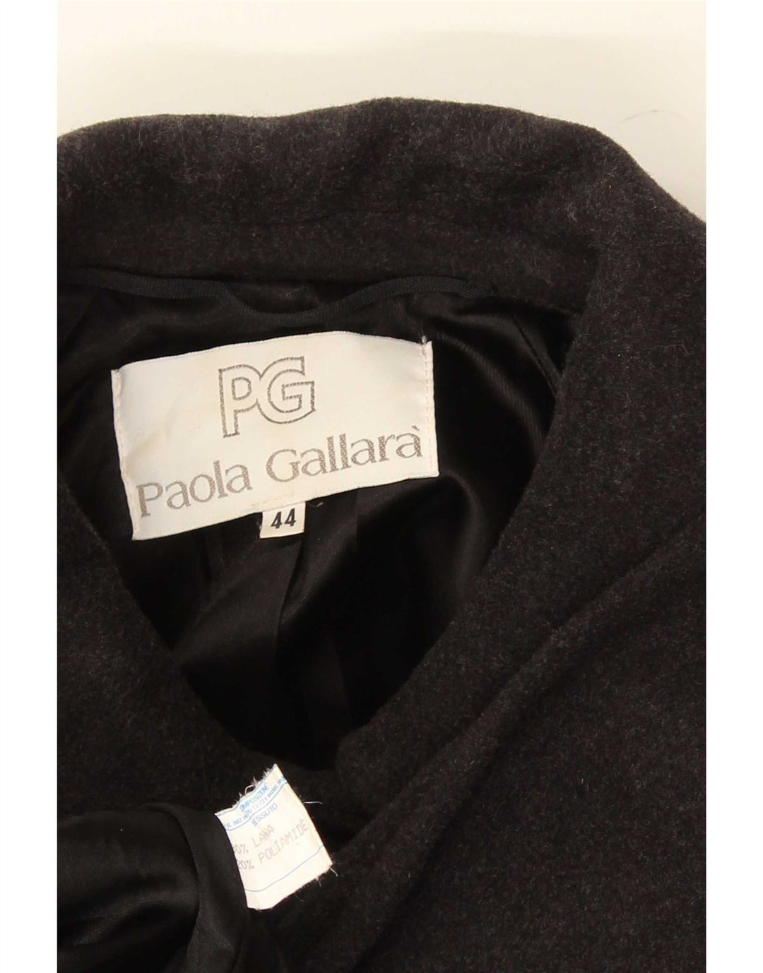 Płaszcz damski w stylu vintage IT 44, średnia czarna wełna