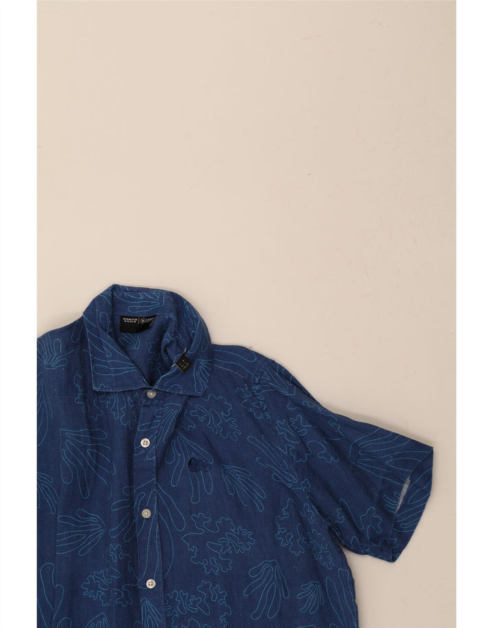 NORTH SAILS Mens Coral Abstract Pattern Short Sleeve Shirt XS Blue Cotton Vintage North Sails and Second-Hand North Sails from Messina Hembry 