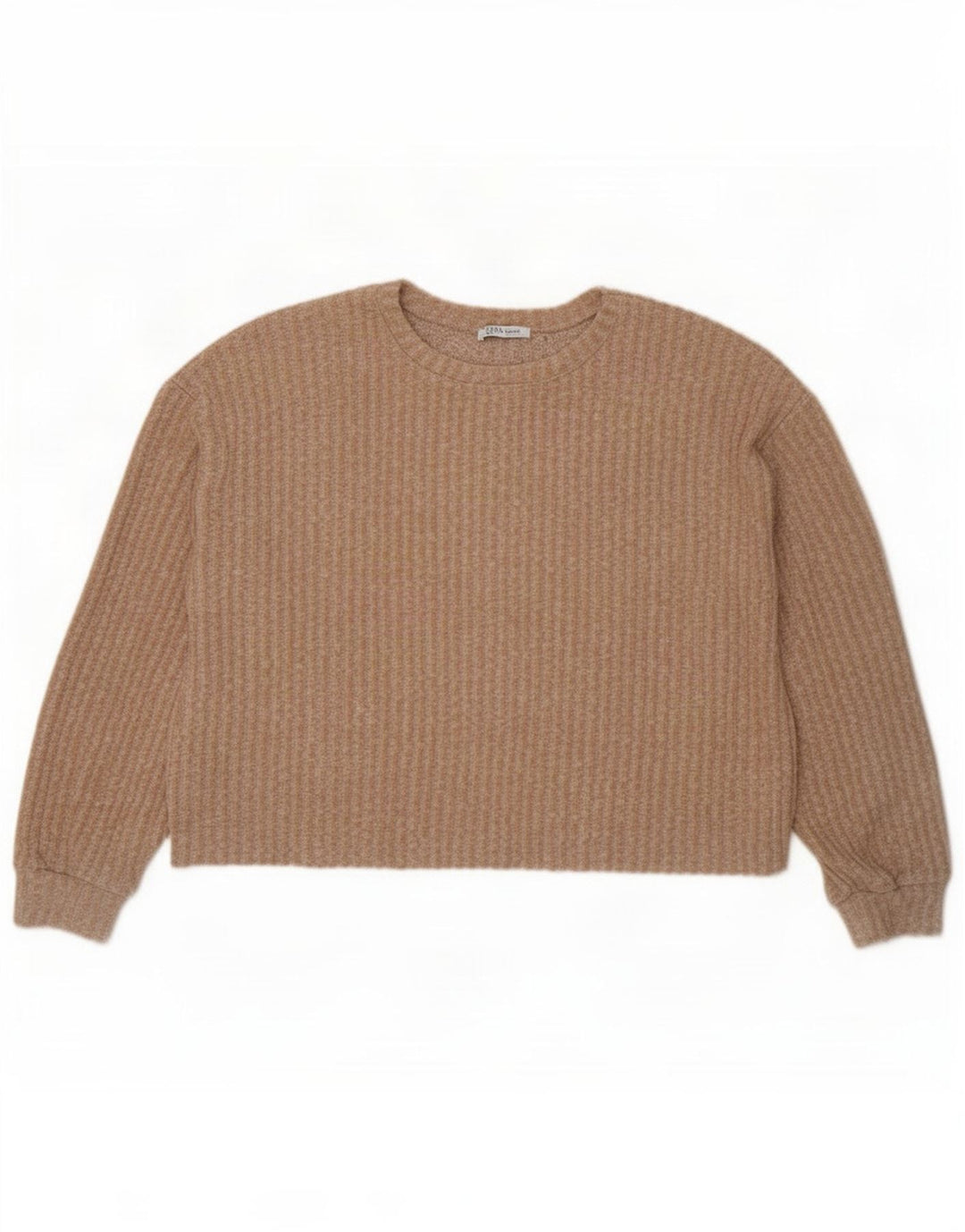 Damski sweter Zara Crop Oversize z okrągłym dekoltem UK 14 Średni Beż