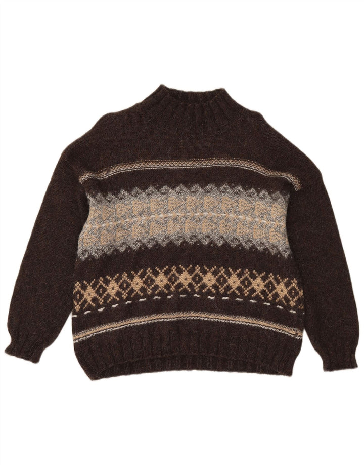 Sweter damski Sisley z golfem UK 14 Średni brąz Fair Isle