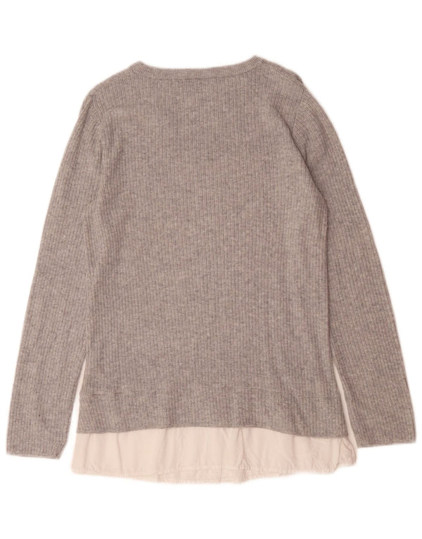 Damski sweter Topshop z dekoltem w łódkę, UK 10, mały, szary, z blokami kolorów