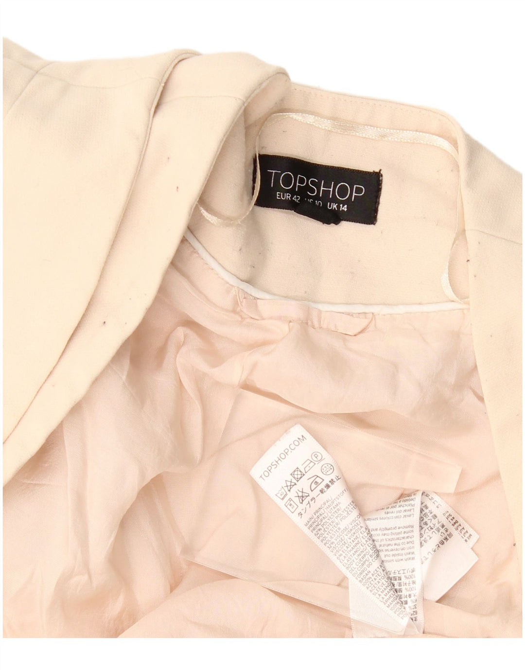 Damska marynarka Topshop Crop Open, UK 14, duża, beżowa, poliester