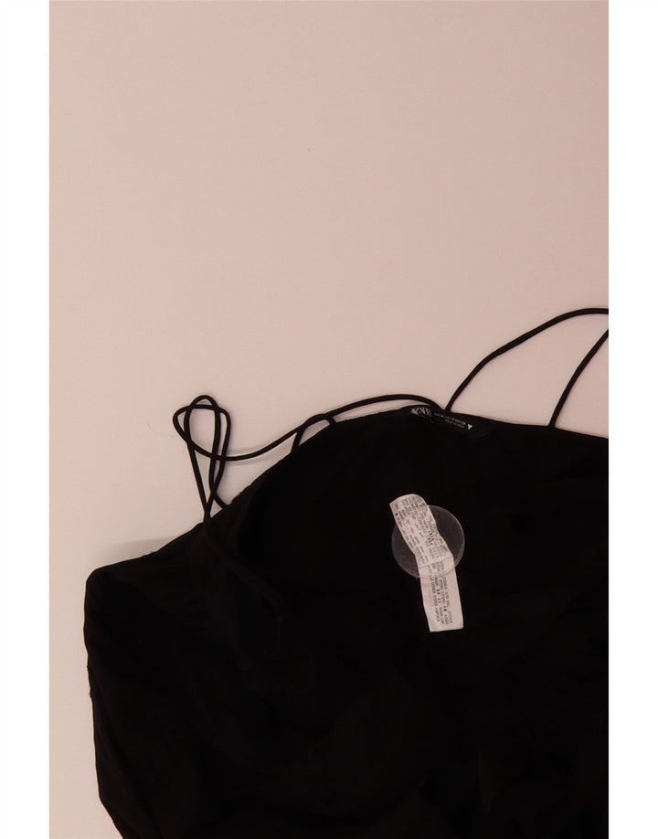 ZARA Womens Cami Top UK 12 Medium Black Cotton Vintage Zara and Second-Hand Zara from Messina Hembry 
