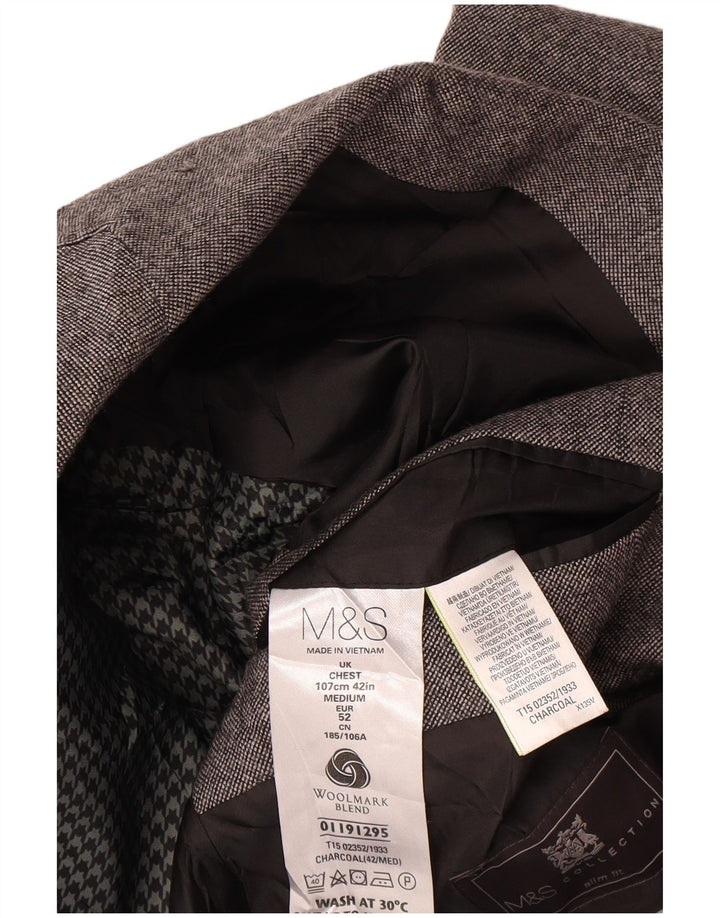 Marks & Spencer Męska marynarka zapinana na 2 guziki UK 42, duża, szara wełna
