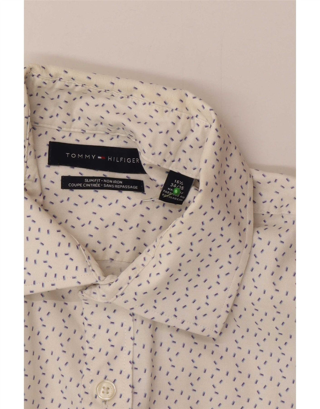 Koszula męska Tommy Hilfiger o dopasowanym kroju, rozmiar 15 1/2, średnio biała w cętki
