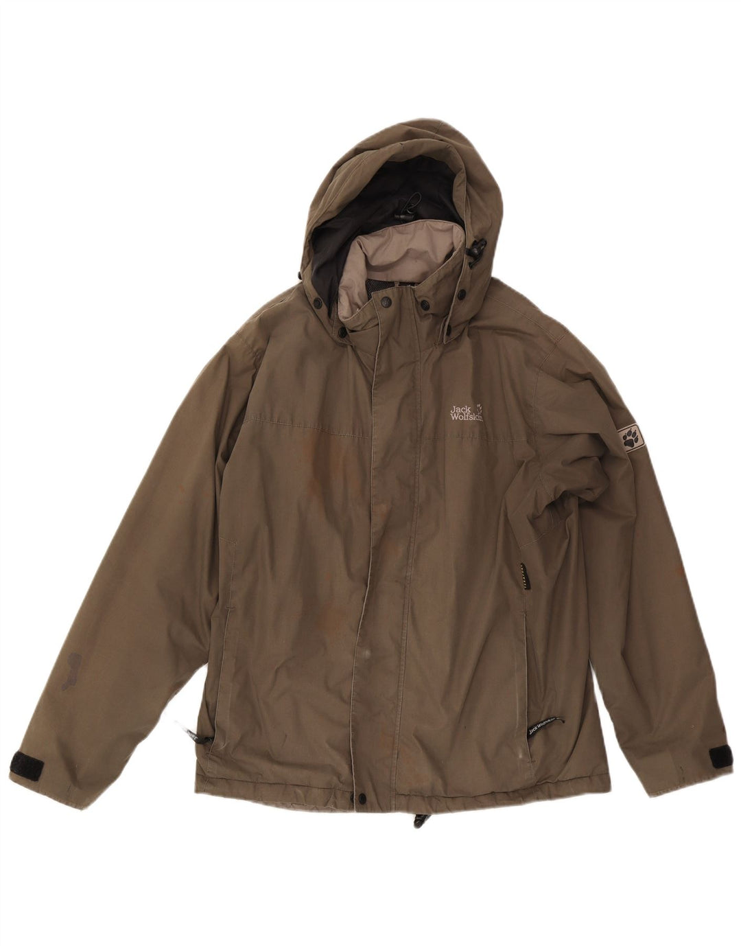 Męska kurtka wiatrówka Jack Wolfskin z kapturem UK 36/38 średni beż