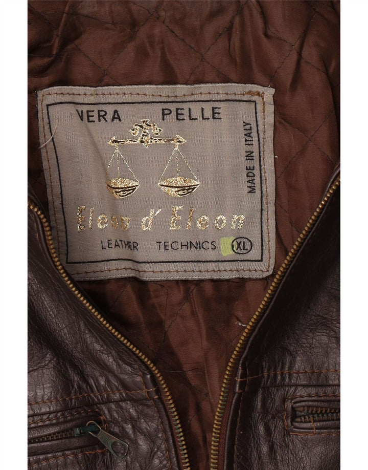 Męska kurtka skórzana VINTAGE UK 42 XL Brązowa skóra