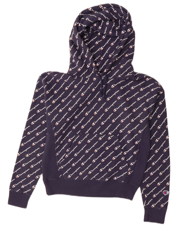 Damska bluza z kapturem Champion Reverse Weave Graphic UK 10, mała, granatowa