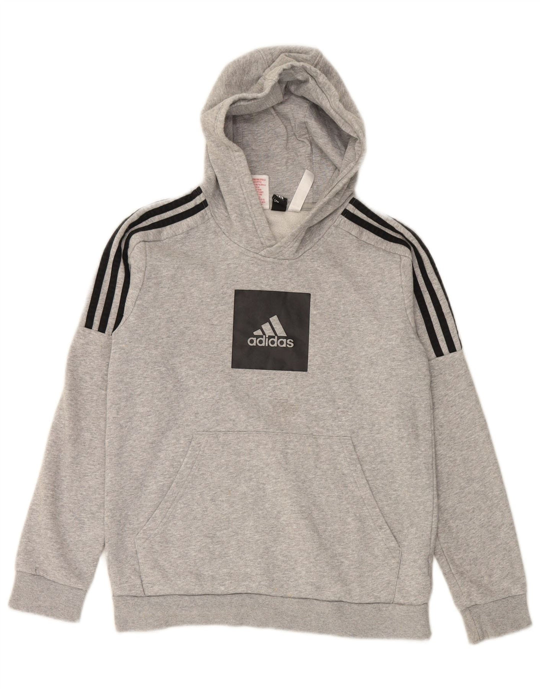 Chłopięcy sweter z kapturem ADIDAS z grafiką 13-14 lat, szara bawełna