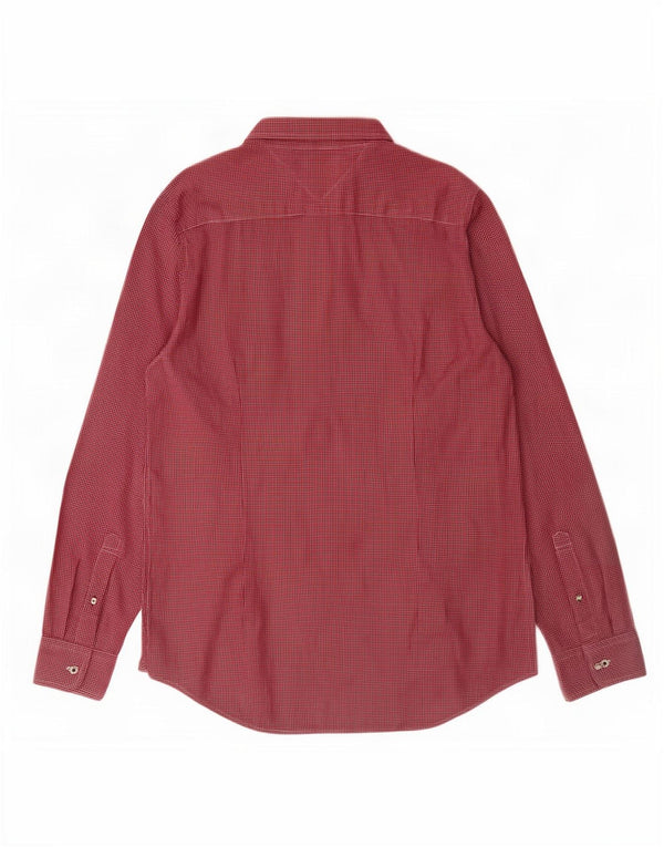Męska koszula flanelowa Tommy Hilfiger slim fit, duża, czerwona bawełniana kratka