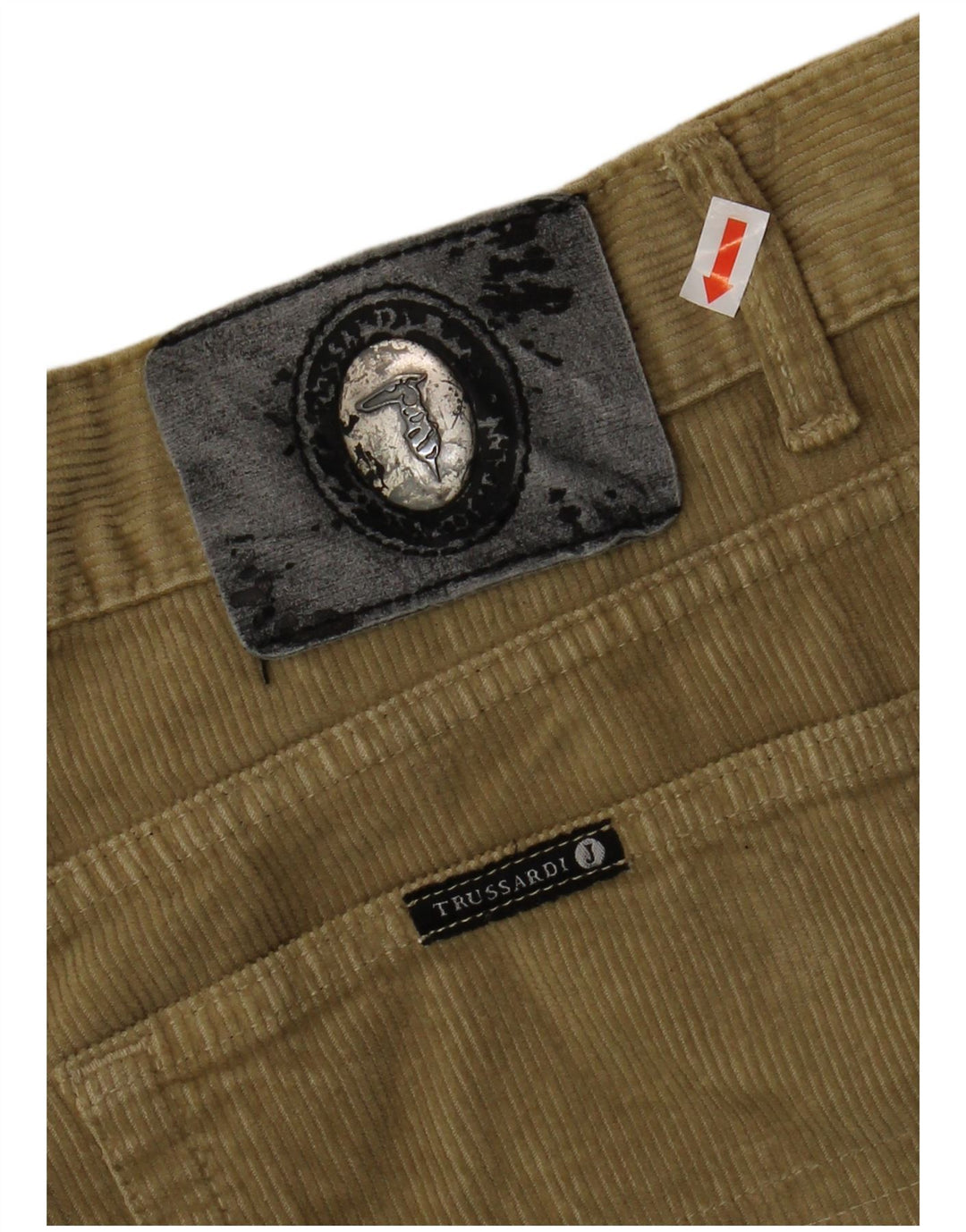 Proste sztruksowe spodnie TRUSSARDI IT 54 2XL W40 L32 Khaki Cotton