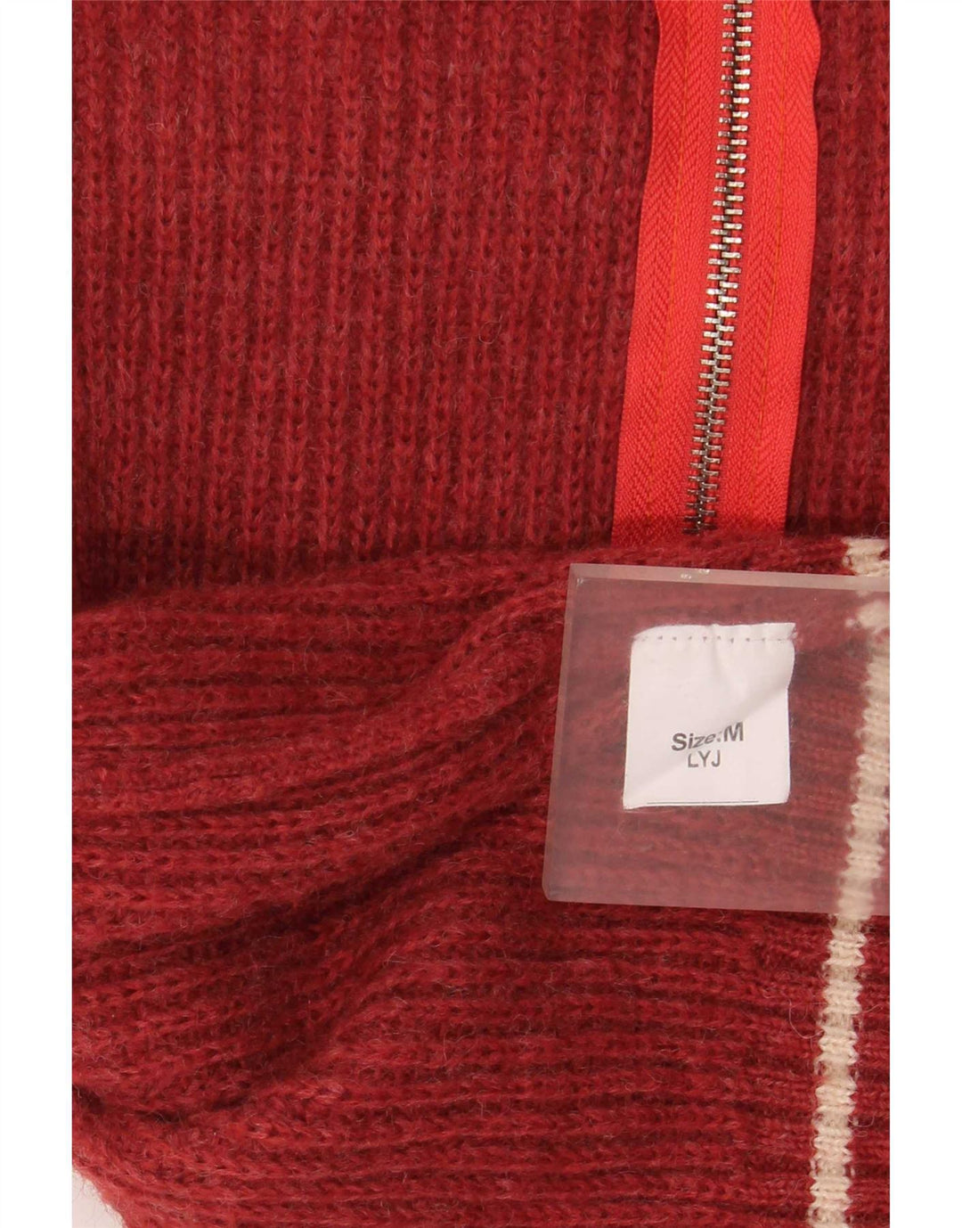 Vintage damski sweter rozpinany z zamkiem błyskawicznym UK 14, średni czerwony, blok kolorów