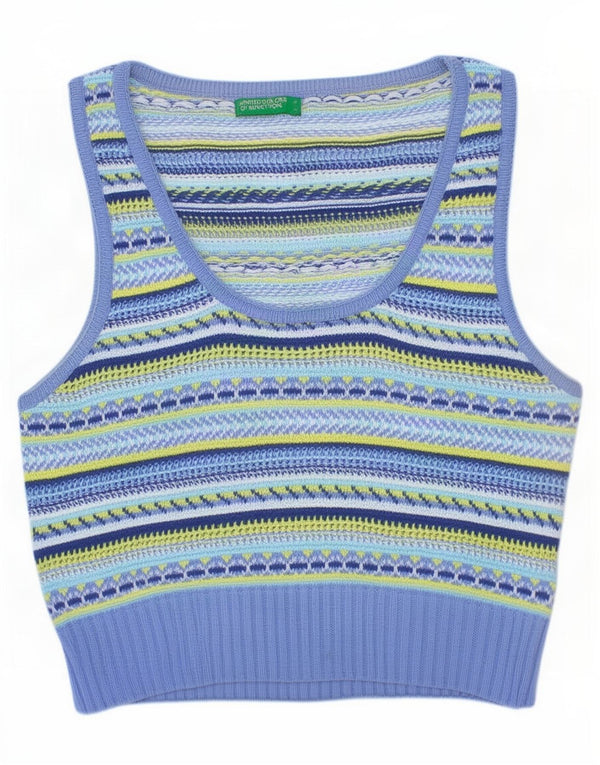 Damski podkoszulek Benetton Crop Vest UK 8, mały, wielobarwny, bawełniany w paski