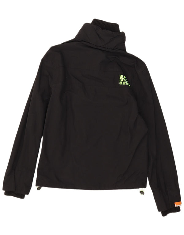 Damska kurtka wiatrówka Superdry The Windcheater UK 16, duża, czarna nylonowa