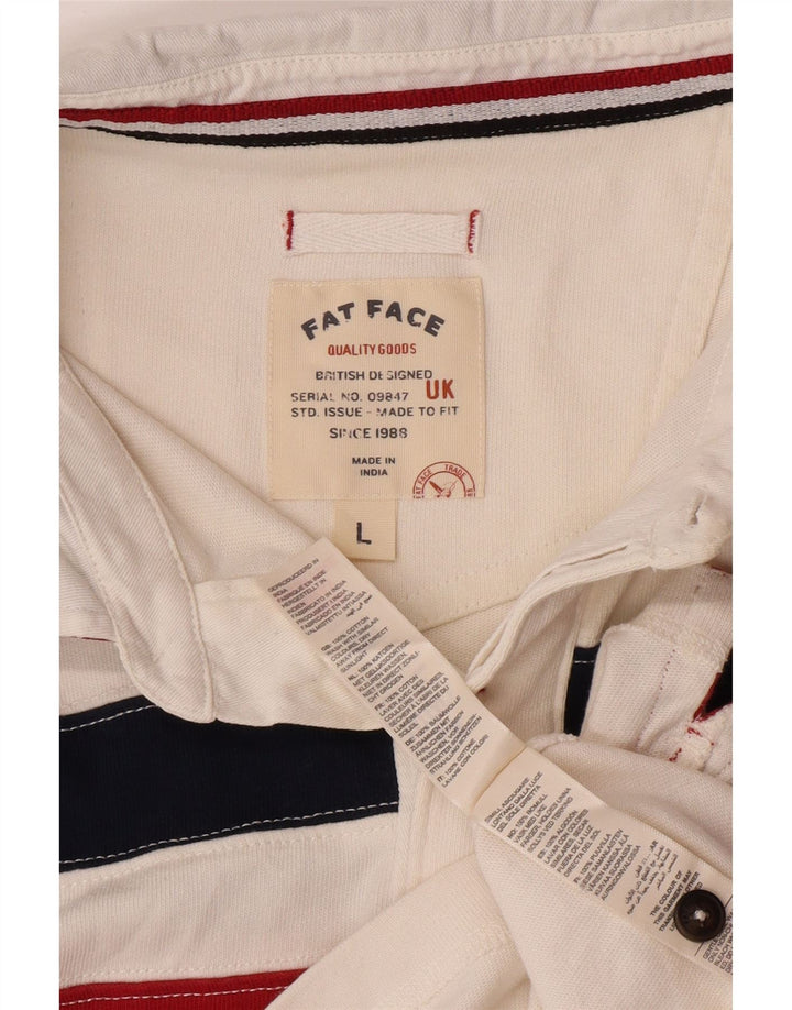 Męska koszulka polo do rugby Fat Face z długim rękawem, duża, w kolorze złamanej bieli