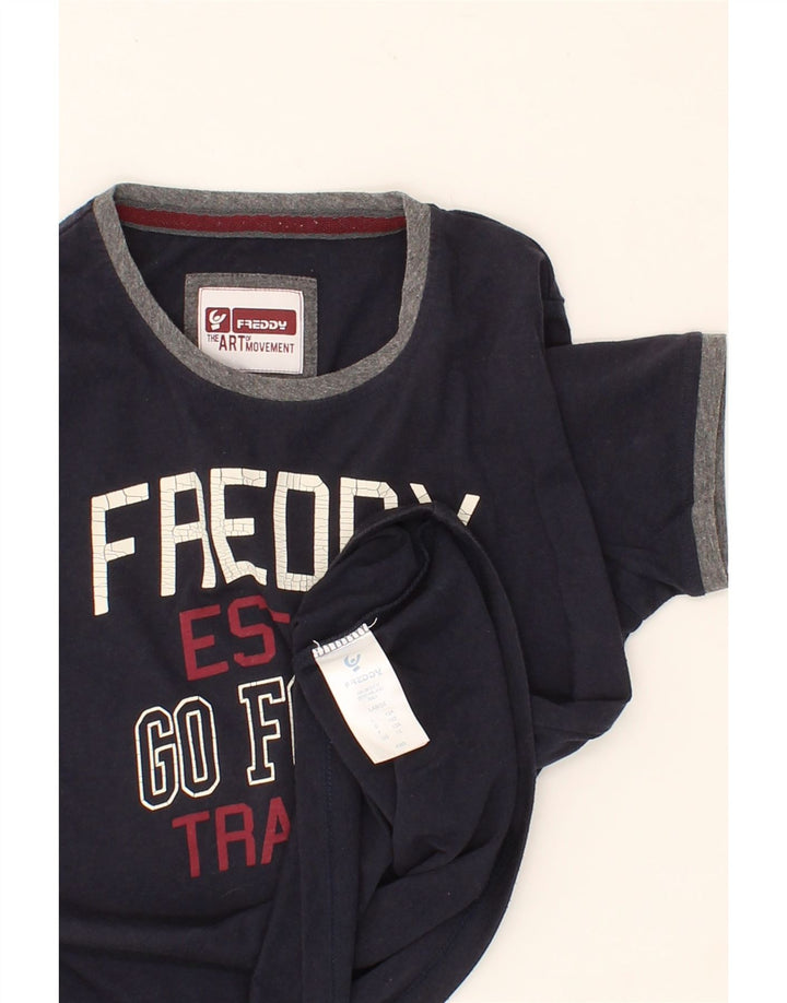FREDDY Boys Graphic T-Shirt Top 11-12 Years  Navy Blue Vintage Freddy and Second-Hand Freddy from Messina Hembry 