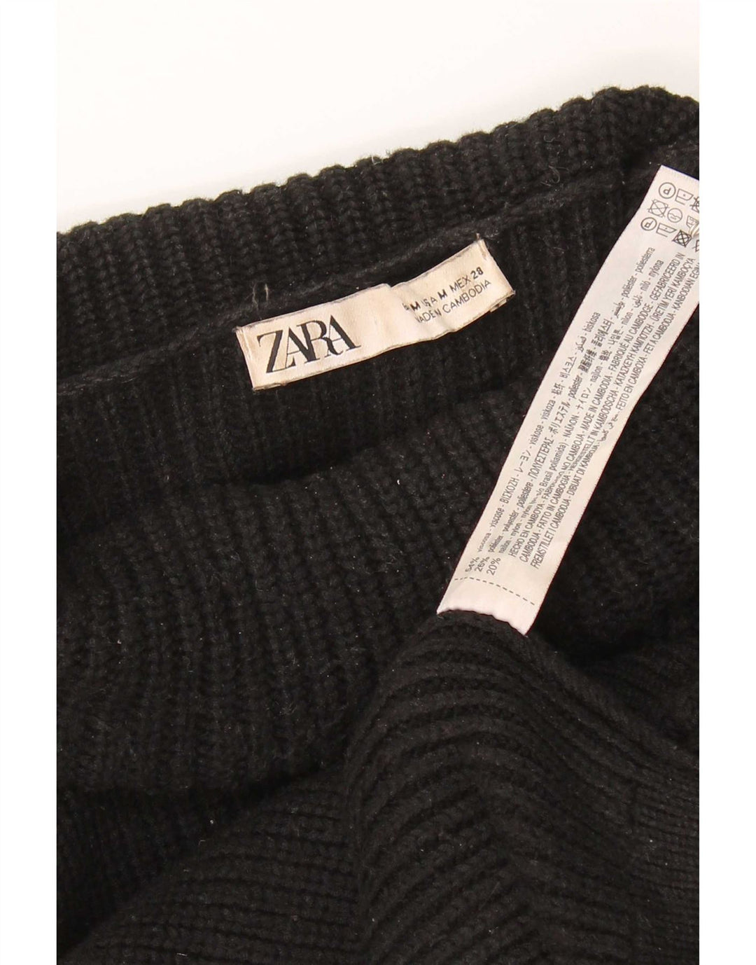 Damski sweter z wywijanym dekoltem Zara UK 14 Średnia czarna wiskoza