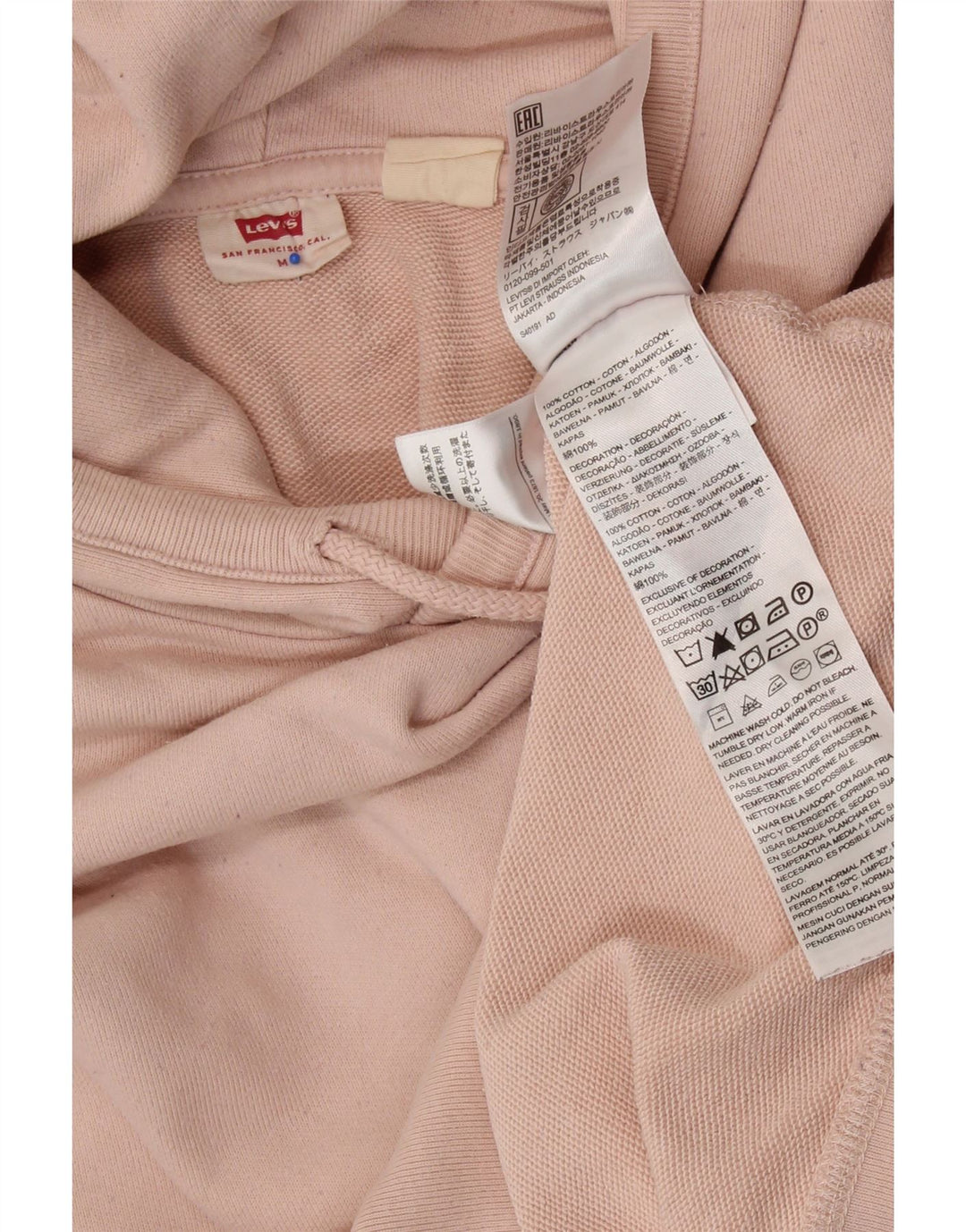 Damski sweter oversize z kapturem LEVI'S UK 14, średni różowy, bawełniany