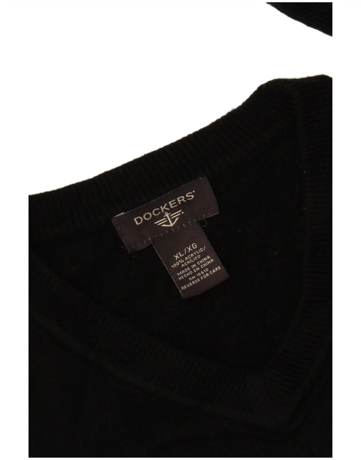 Męski sweter Dockers z dekoltem w kształcie litery V, XL, czarny akryl